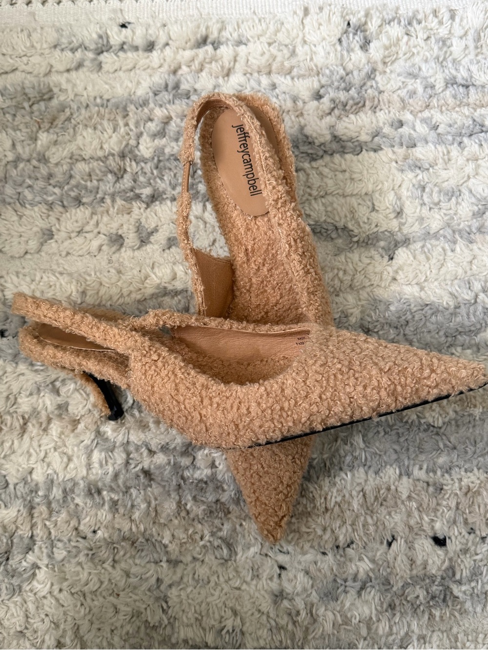 Jeffrey Campbell Tan Bouclé Pointed Slingback Flats - Picture 4 of 4